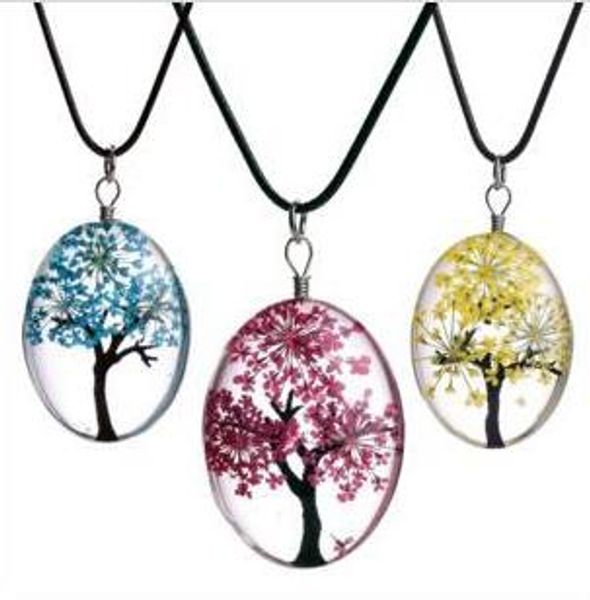 Charms flores secas colar de vidro árvore estrelado colares Partido Cristal Moda Trendy Designer Tempo Gem DIY artesanal de vidro C241 Jewelry