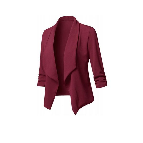 

fashion plus size shawl collar open front blazer solid color flyaway blazer asymmetric length long sleeve spring 2019, White;black