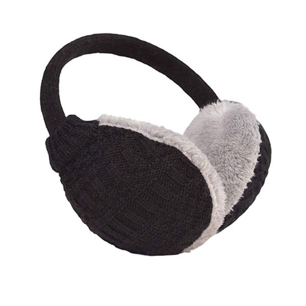 

knit earmuffs faux furry winter outdoor earmuffs, Blue;gray