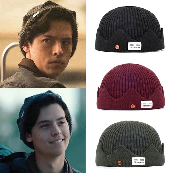 

new jughead jones riverdale cosplay crown design beanies hat women beanies winter hat men knitted casual docker cap