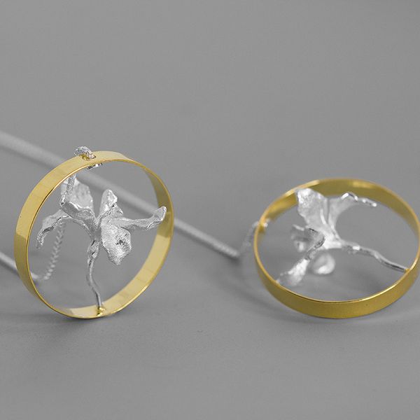 

inature 925 sterling silver iris flower big circle drop earrings for women jewelry