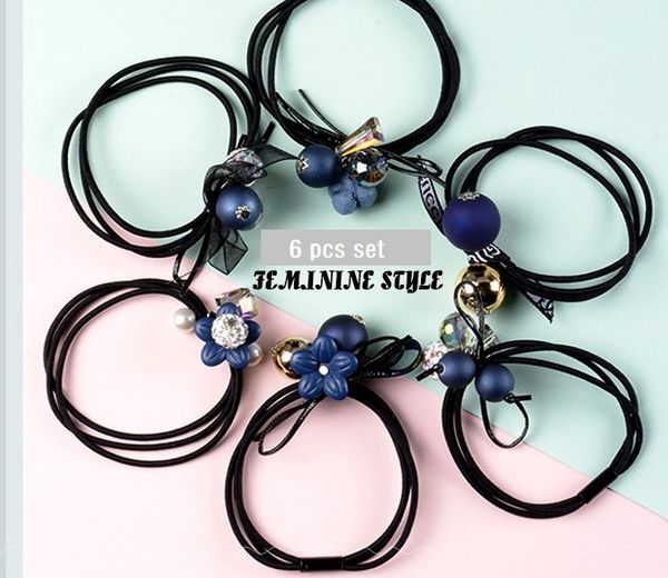 

Exquisite fashionable hair rubber band 6 pcs/set, lovely and contracted hair rope,Women's hair accessories