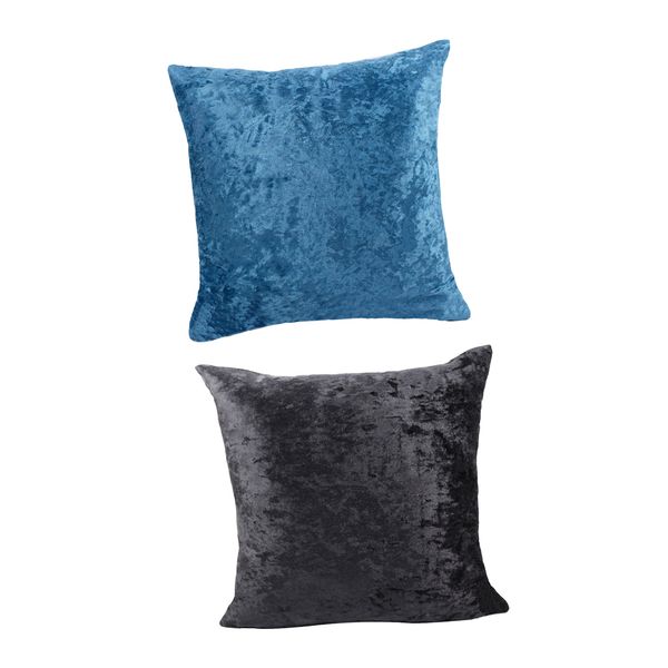 

2pcs peacock blue& black square shape plush velvet cushion cover for sofa