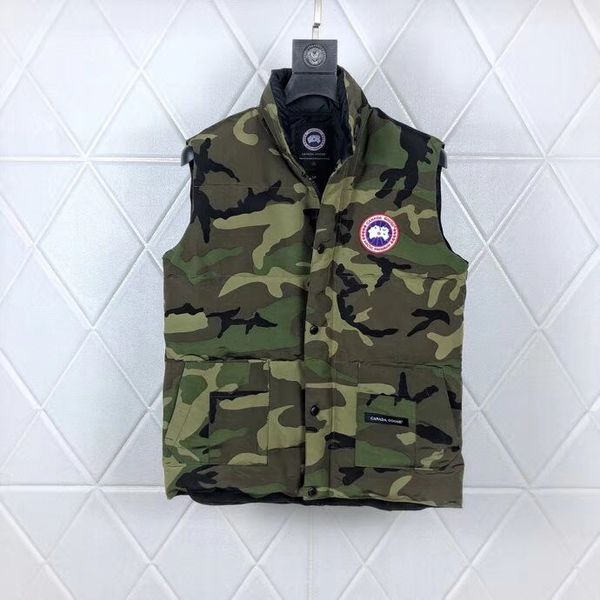 

winter camo down vests for men thick warm sleeveless waistcoat male outdoor jackets canada army green outerwear coats camouflage down vest, Black;white
