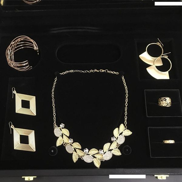 

fashion weomen gold jewerly set women necklace & braclete & earrings ring combo set stainless steel gold earrings for women, Silver