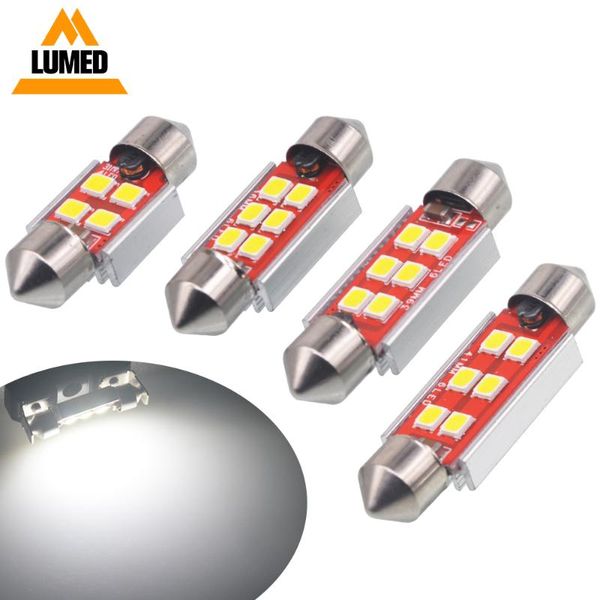 

100x car accessories led light festoon c5w 4 smd canbus led 2835 6 smd interior dome lamp auto products 12v