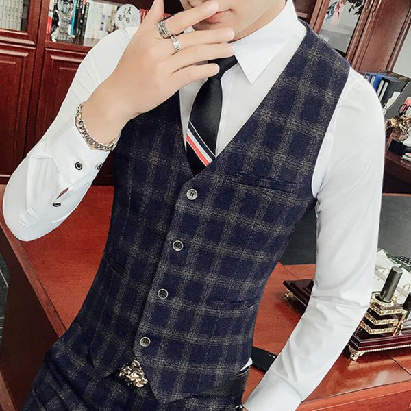 

2020 sleeveless jacket vest men deri yelek fashion spring waistcoat suit vest men sleeveless slim fit chaleco hombre, Black;white