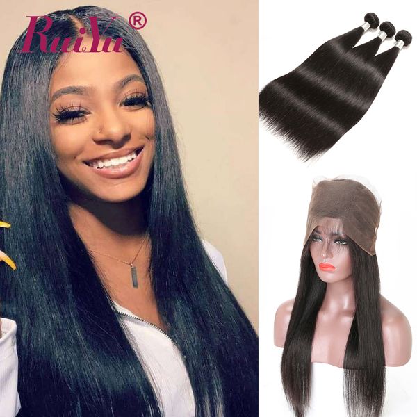 

360 full lace frontal closure with bundles brazilian virgin human hair wefts with closure straight remy hair bundles with 360 frontal, Black;brown