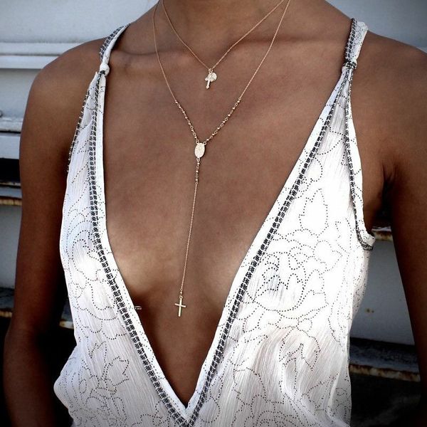 

alyxuy retro women cross virgin mary long pendant chain necklace golden multilayer clavicle necklace female statement jewelry, Silver