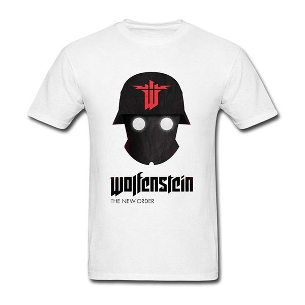 

wolfenstein the new order helmet t shirt for men, White;black