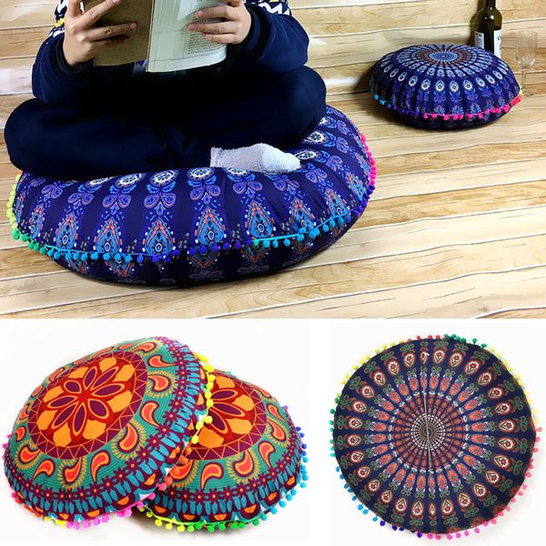 Almofada redonda Pillow capas impressas Mandala fronha decoração do sofá Capa de Almofada Início Andar Assento Digital Printing Pillowcase BH2940 TQQ