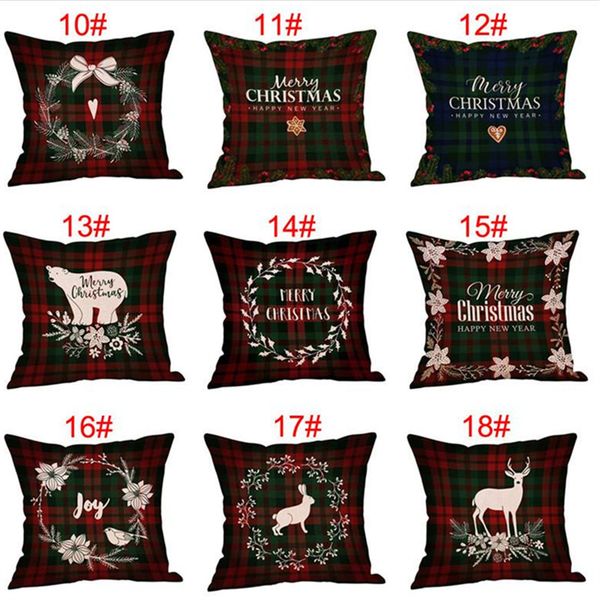 

christmas decorations pillow case plaid elk bear ptinted throw pillow covers xams cotton linen sofa cushion cover home party pillowcase ins