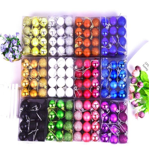 

3cm christmas ball plastic ball 12 color party venue decoration christmas tree decorations hanging supplies 24 balls / box