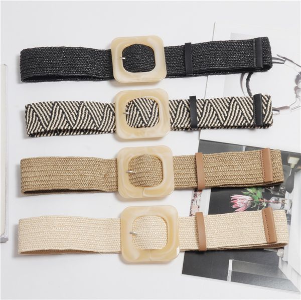 

wax rope braiding women belt square buckle skirt belt woman's vintage knitted waist woven female elastic braided bz46, Black;brown