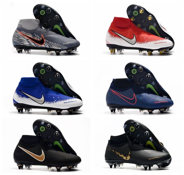 

2019 mens soccer shoes soccer cleats phantom vsn elite df sg-pro anti clog football boots botas de futbol, White;red