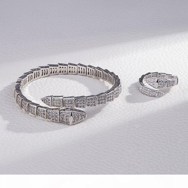 

viper snake open diamond bangle women animal bracelet precious high version women party valentine's day gift jewelry, Golden;silver