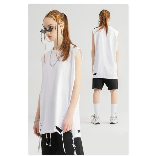 

men women designer t-shirts vest men summer street style hiphop tees mens womens vintage loose tank t-shirt casual laker jersey, White;black