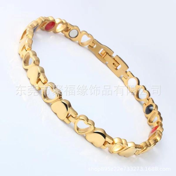 

fashion titanium steel jewelry heart-shaped bracelet magnetic therapy health care women's titanium steel bracelet, Golden;silver