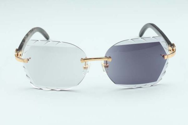 

new high-end carved lens 8300817-b9 luxury natural black pattern horn spectacle frame 58-18-135mm color-changing glasses one mirror dual-use, Silver