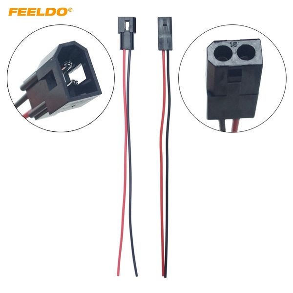 

feeldo 2pcs car hid bi-xenon projector lens high low motor headlight connecting wiring cable male/female retrofit diy wire#5972