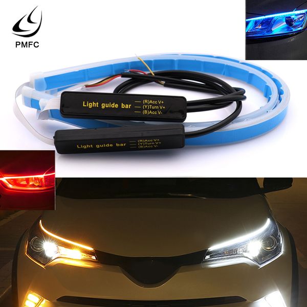 

pmfc 2x60cm car styling universal flexible led drl strip turn signal light auto daytime running lights 12v led drl angel eyes