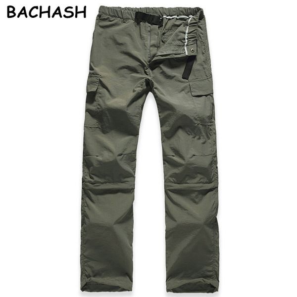

bachash brand men summer spring quick drying autumn pants male removable cargo full pants ultra-thin trousers casual pockets, Black