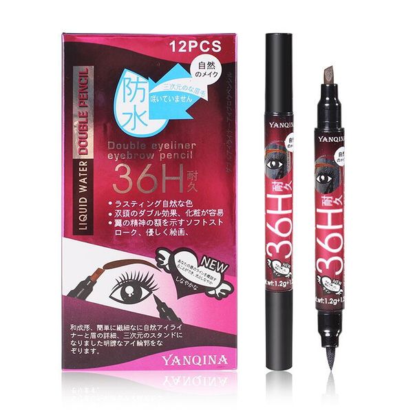 

фабрика drophipping yanqina 1 piece set black waterproof eyeliner жидкая макияж pen карандаш двойной головкой длинные easy макияж косметика