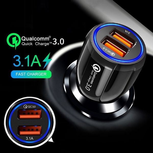 

QC 3.0 Dual Usb боулинг быстрая зарядка автомобильные зарядные устройства 3.1 A адаптер для iphone 5 6 7 8 x samsung s8 s10 htc android телефон