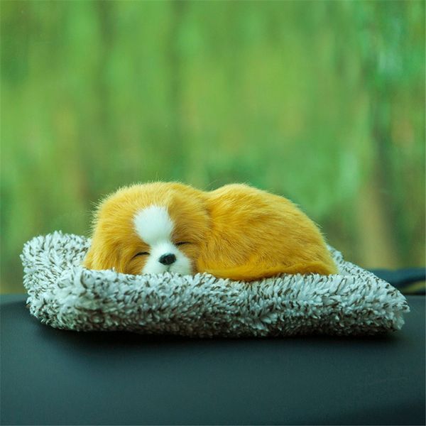 

car ornament abs plush dogs decoration simulation sleeping dog toy automotive dashboard decor ornaments cute auto accessories