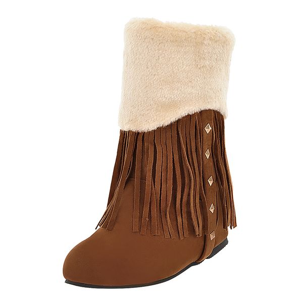 

sagace ladies boots increase the size of tassels in casual solid color expensive popular autumn winter ankle boots for women, Black