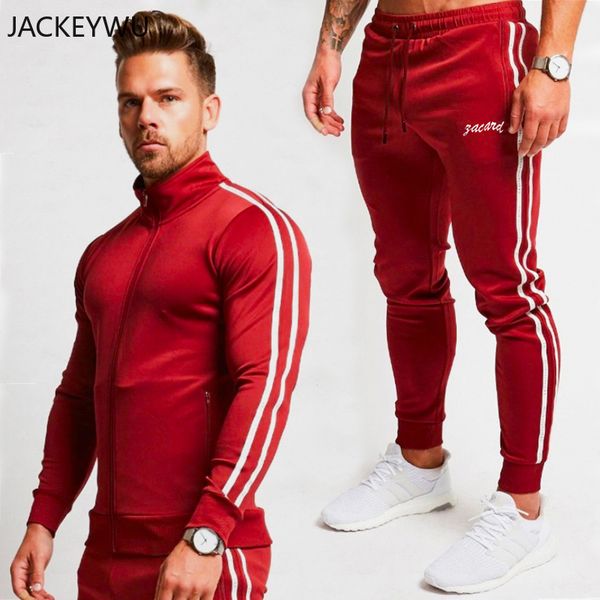 

осень мужчина joggers tracksuit двухкусочный толстовка sweatpants наборов повседневной zipper outwear пот костюм 2 штук men outfit matching, Gray