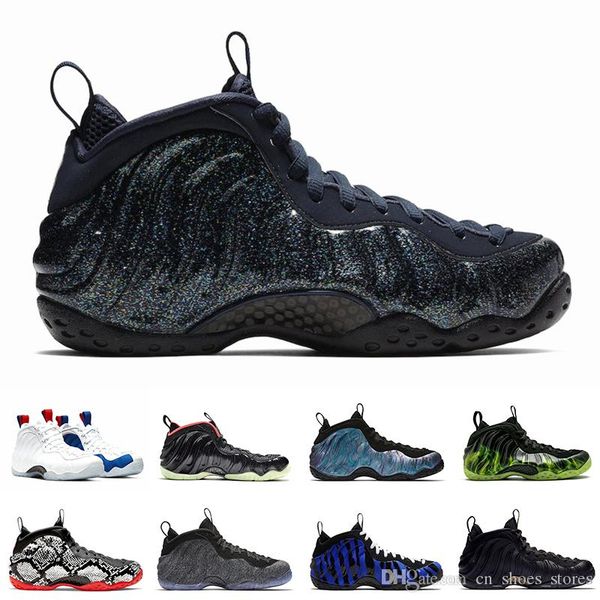 

penny hardaway men basketball shoes foam one obsidian glitter metallic gold eggplant alternate galaxy 2.0 mens trainers sports sneakers 7-13