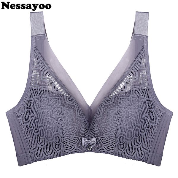 

vest bh bras for women lace bralette plus size bcd brassiere girl floral gather deep v thin bras 36 38 40 42 44 46 size, Red;black