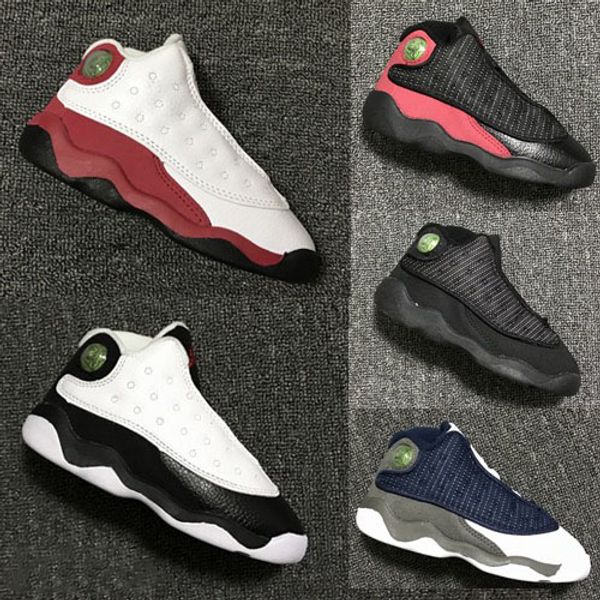 

style children 13 xiii basketball shoes kids 13s sports boys girls youths little baby athletic sneakers for sale size 22-27, Black