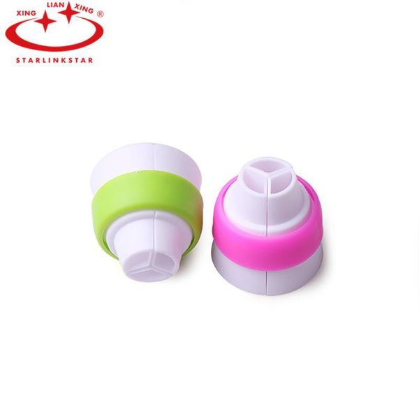 

wholesale- 1 pc 3 holes icing piping bag nozzle converter and russian nozzle mix 3 colors cake decoration converter nozzle for cupcake