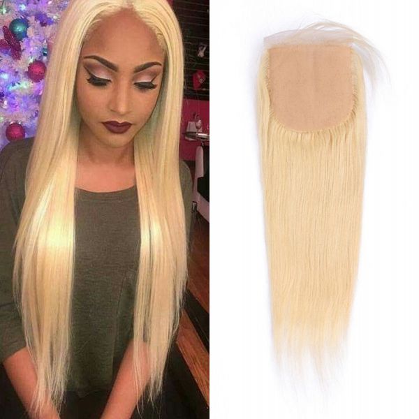 Brazilian 613 Silk Closure Straight Human Virgin Hair 4x4 Silk