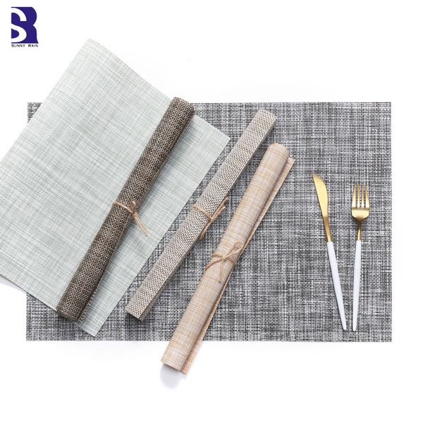 

sunnyrain 6-piece hand woven linen design rectangle table setting placemat luxury place mats insulation mat