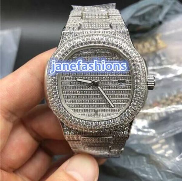 

Global hot men's popular watches ice out diamonds silver diamond men's wristwatch men's automatic watch fashion luxury diamond watch