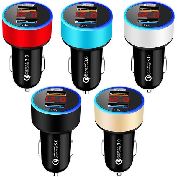 

порты qc3.0 dual usb 2.4a автомобильное зарядное авто адаптер питания привели зарядные устройства для iphone 7 8 11 samsung s20 s10 плюс htc