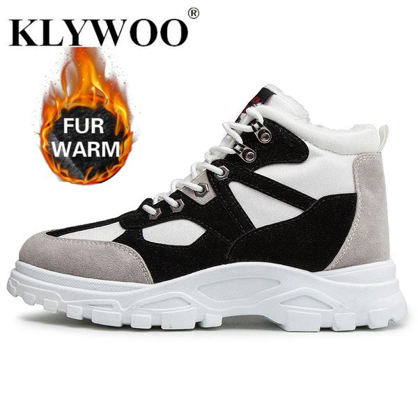 

winter men boots high plush fur warm winter men boots fashion casual outdoor trekking shoes dropshipping klywoo, Black