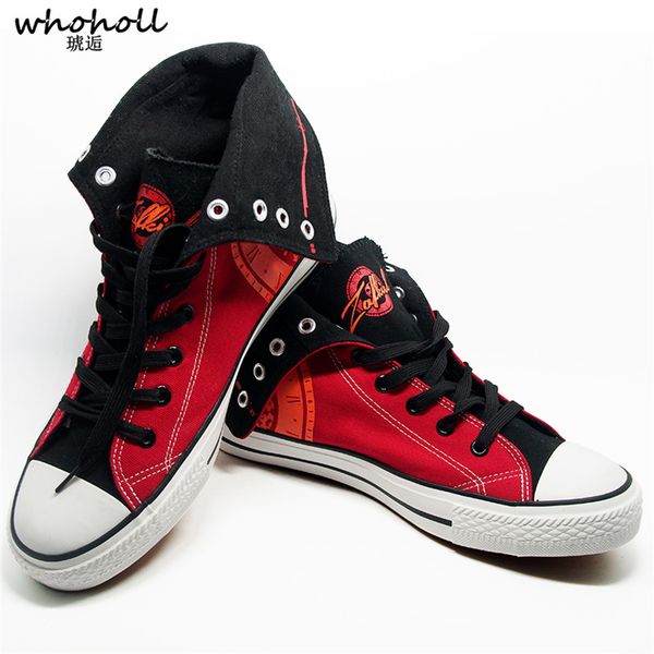 

whoholl japanese animation tokisaki kurumi print canvas shoes man women casual shoes date a live vulcanize, Black