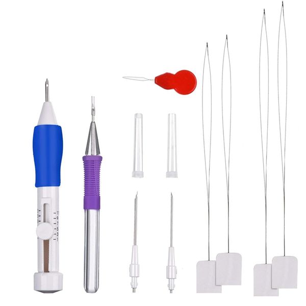 

embroidery stitching punch needle set embroidery pen with plastic box for threaders diy sewing, 3 sizes, Black