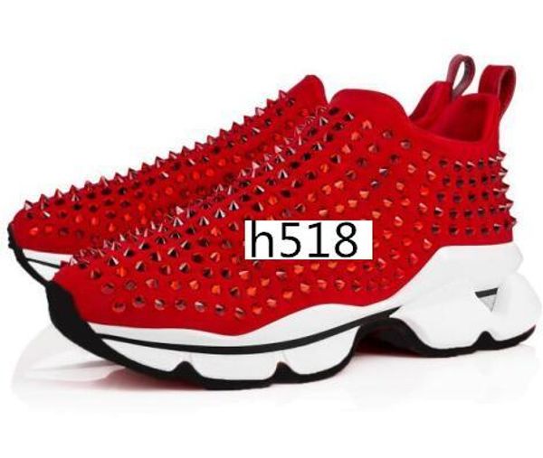 

brand men designer running red shoes krystal spike sock trainers bottom sneakers neoprene rivet sneaker for 4, Black