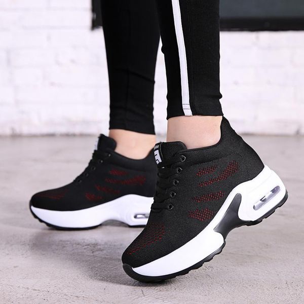 

new platform sneakers shoes breathable casual shoes woman fashion height increasing ladies shoes, Black;white