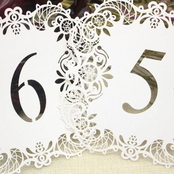 

10pcs pearl paper cut table number card party direction sign place cards wedding party banquet decoration
