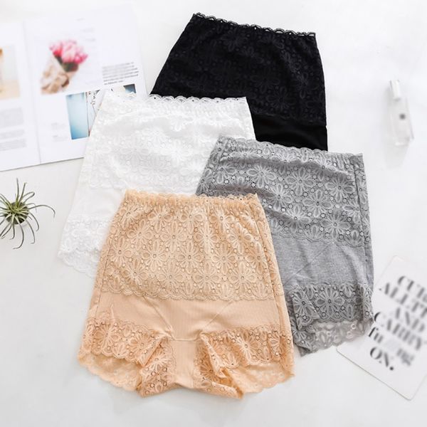 

lace high waist safety pants thermal seamless women safety short pants, Black;pink