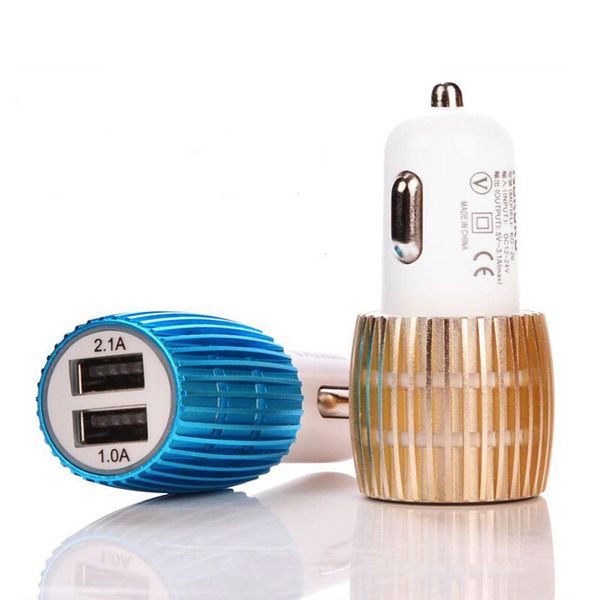 

car charger 2 ports cigarette port 5v 2.1a micro auto power adapter dual usb colorful led car charger
