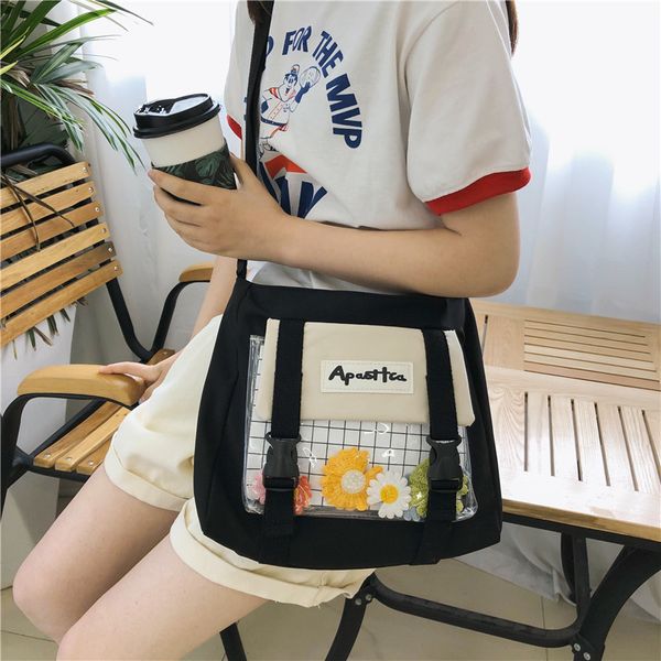 

crossbody bags shoulder bags for women 2020 new fashion female canvas bookbag clear messenger cute cartoon handbags