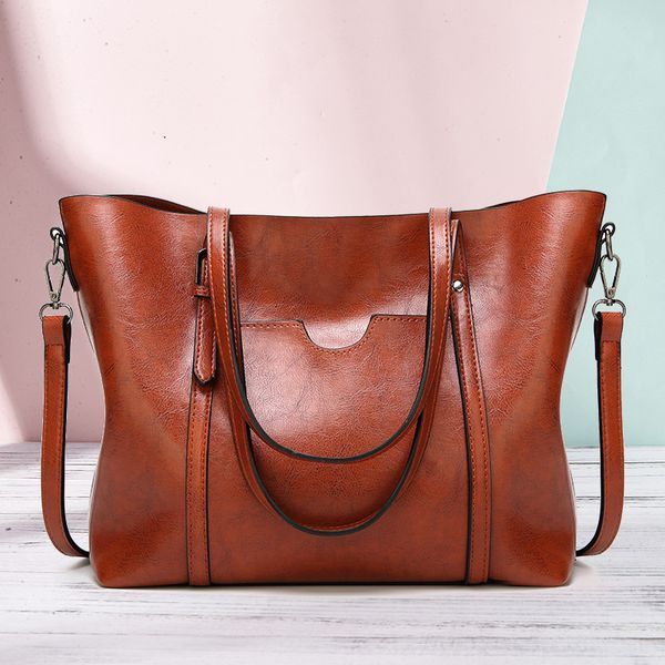 

мода женская сумка масло воск кожа большая сумка большой емкости тотализатор женская сумка плечо посыльного