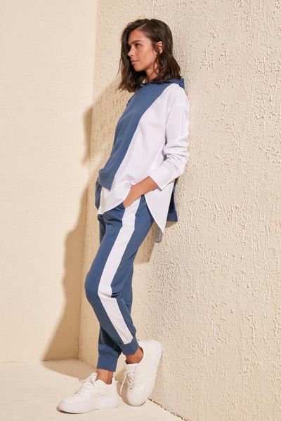 

trendyol poplin stripe knit sweatpants twoss20ea0033, Black;blue